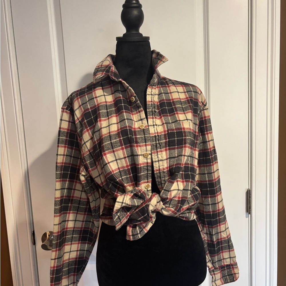 Abercrombie & Fitch Red and Black Flannel Shirt